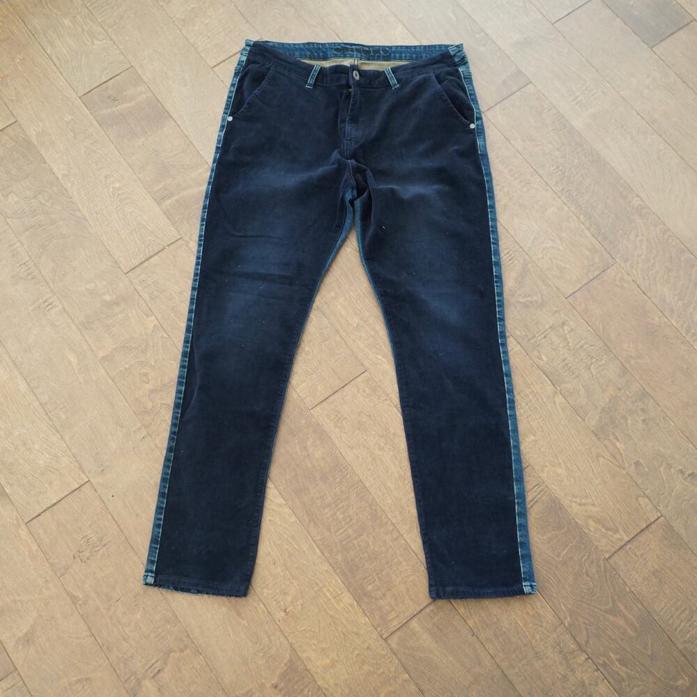 Desigual High Rise Straight Leg Corduroy and Jean Blue Mens Size 36
